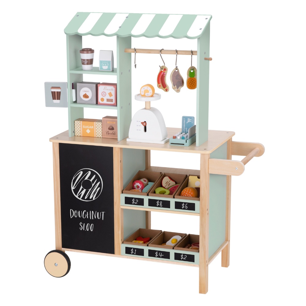 Pretend Play Wooden Grocery Store with Accessories