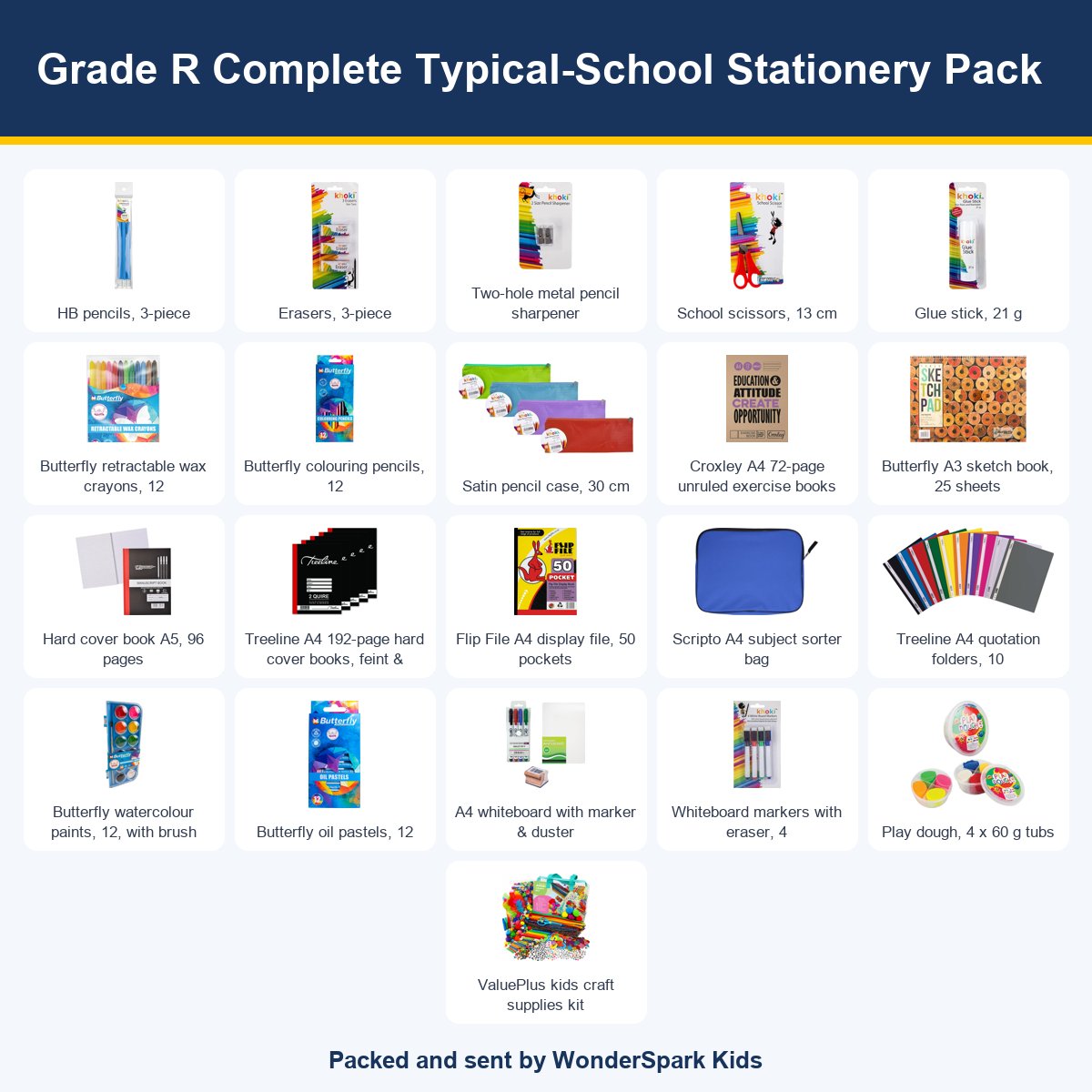 WonderSpark Kids Grade R Complete Typical-School Stationery Pack