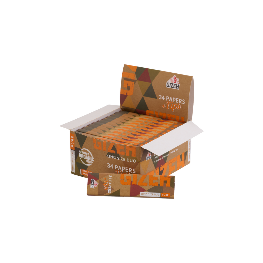 GIZEH PURE King Size Slim Papers & Tips - Box of 25