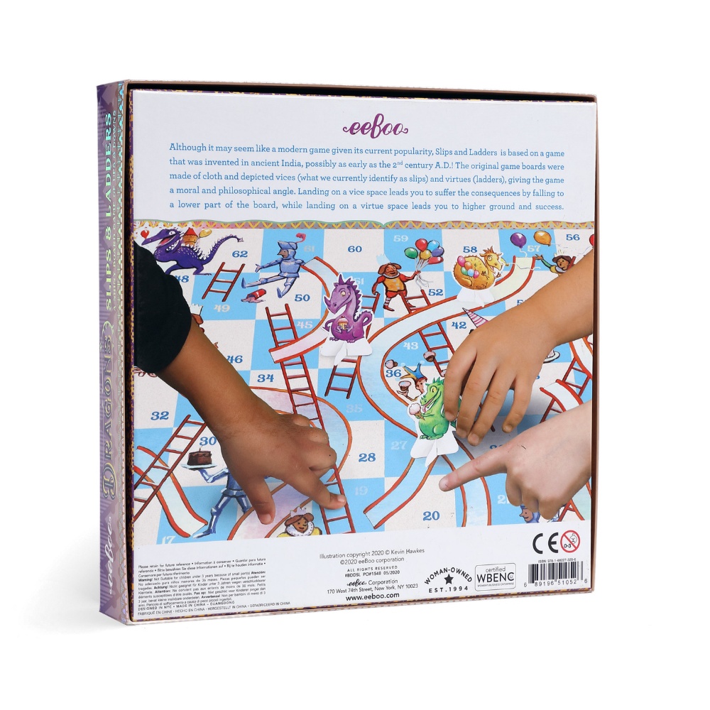 Snakes and Ladders Kids Board Game with Dragon Theme -**