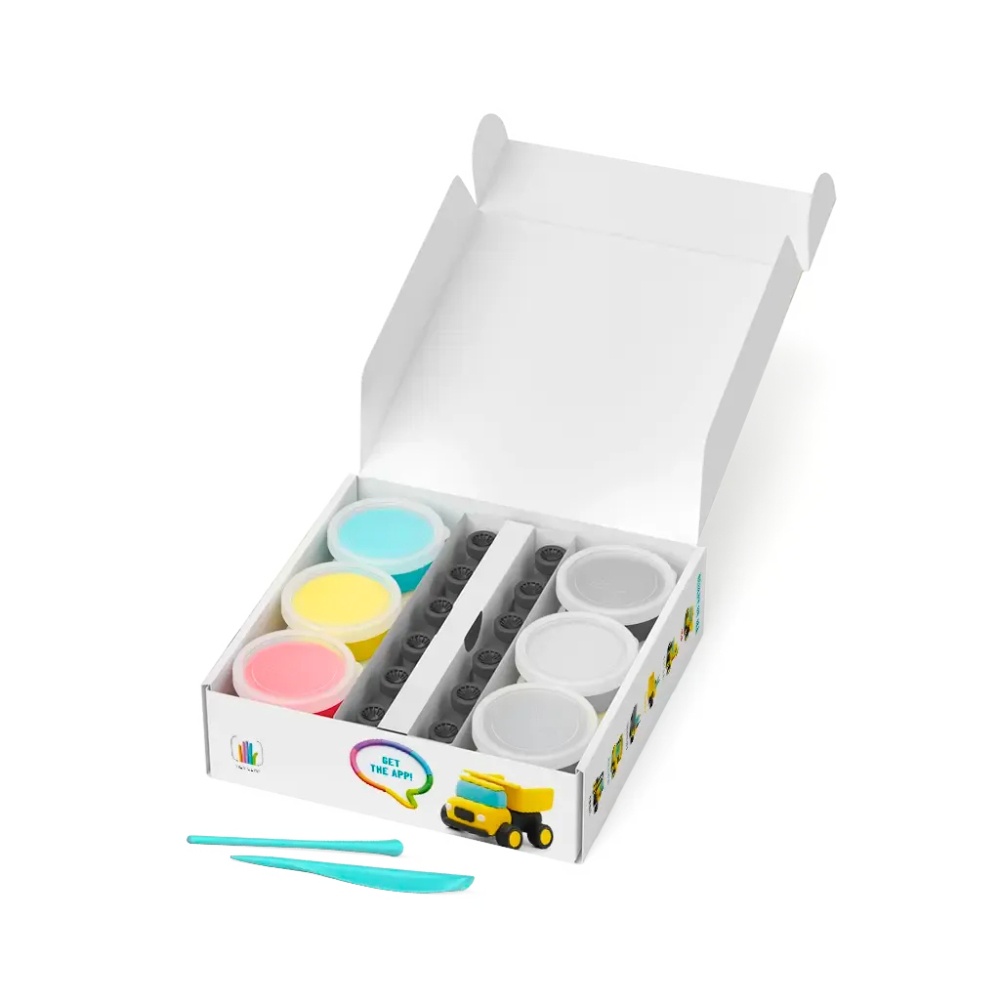 Modelling Air-Dry Clay with Fun Interactive App - Construction Cars, series Motors, 12 cans