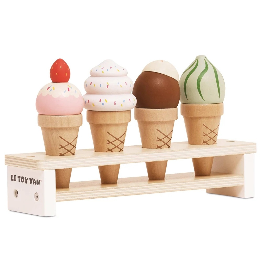 Wooden Ice Cream Cones Set