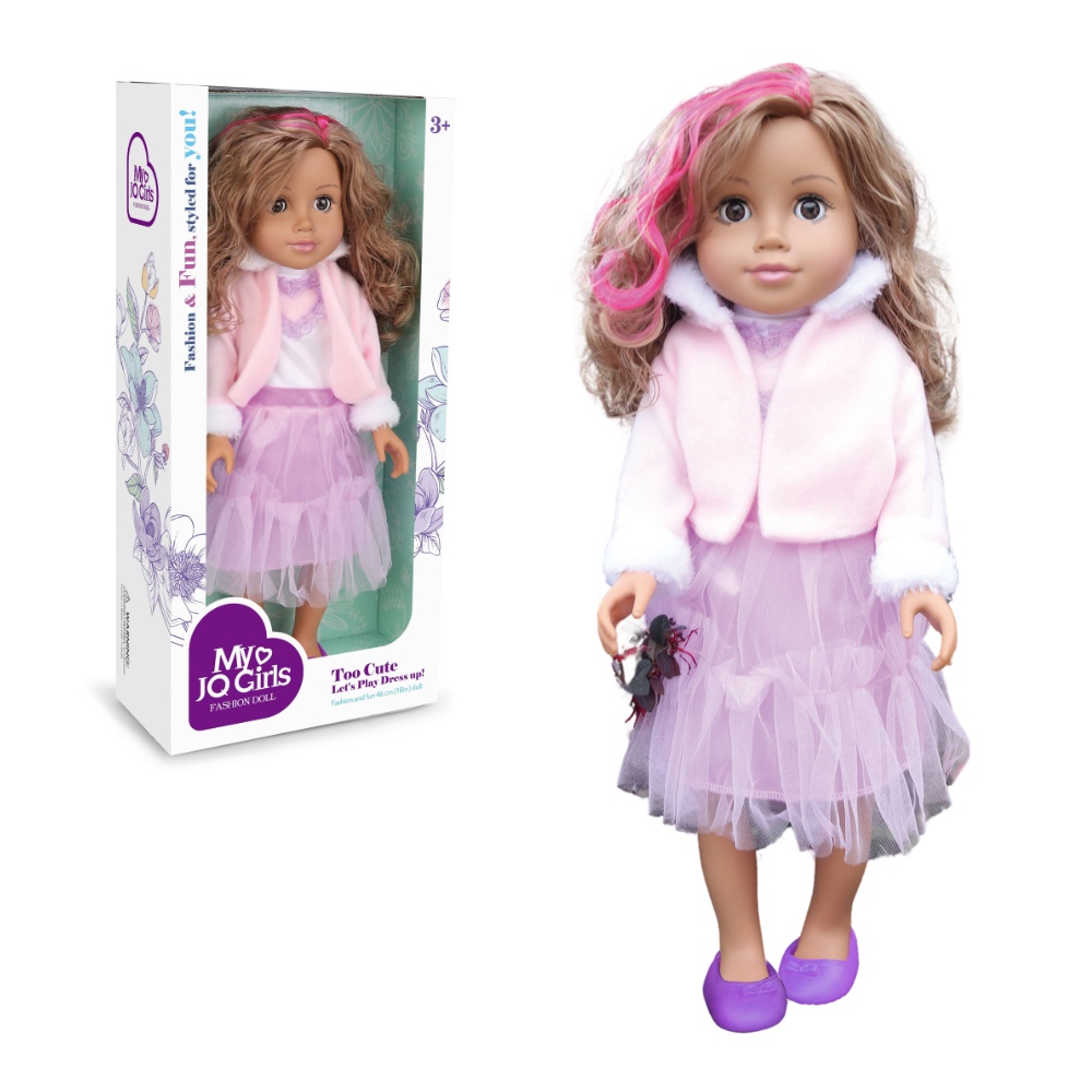 Fashion Doll - Brown Hair, Skirt & Ballerina Flats - 46cm-**