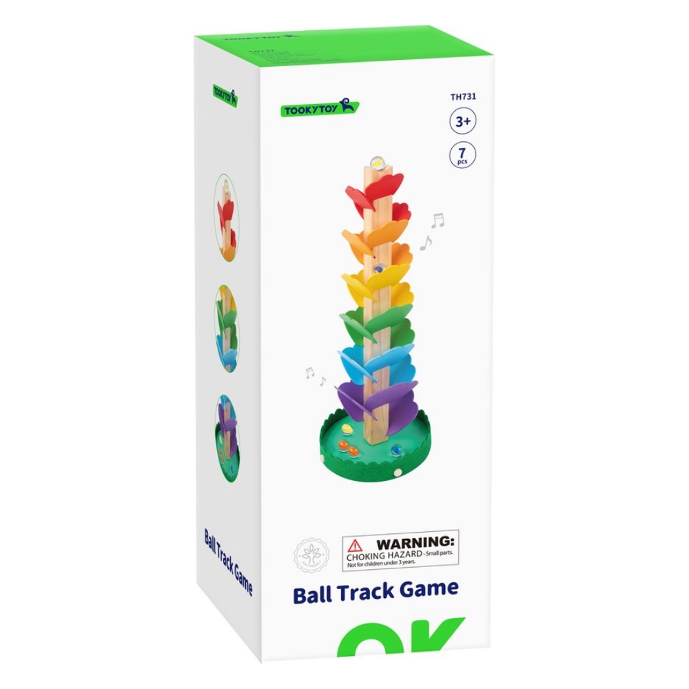 Wooden Spiral Tower with Marbles