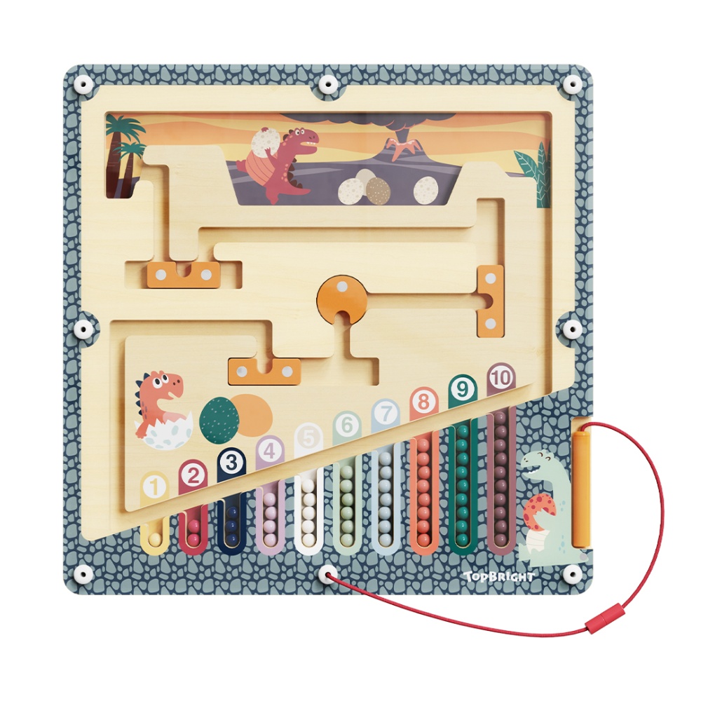 Wooden Dinosaur Magnetic Maze - Colour Sorting & Matching Toy