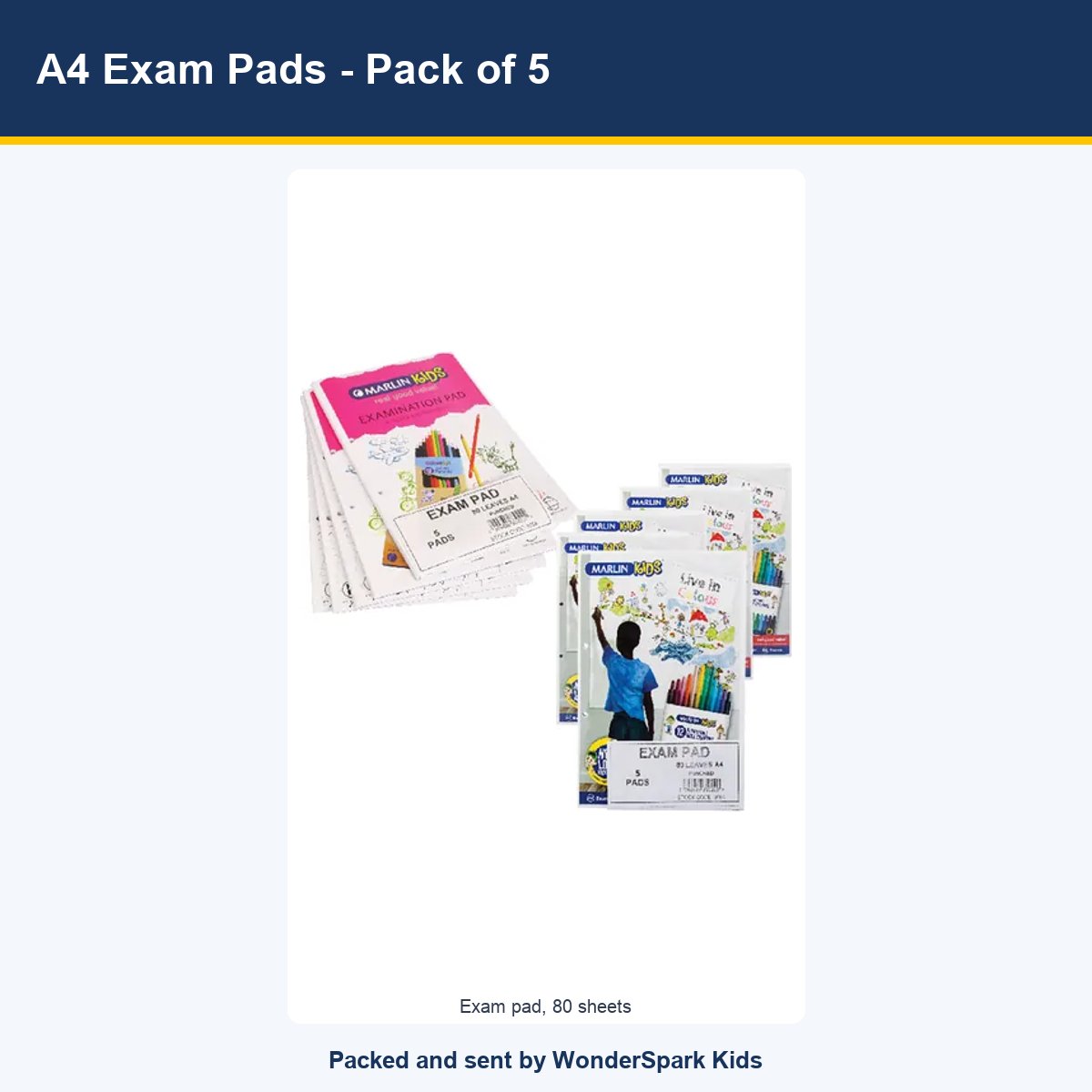 WonderSpark Kids A4 Exam Pads - Pack of 5