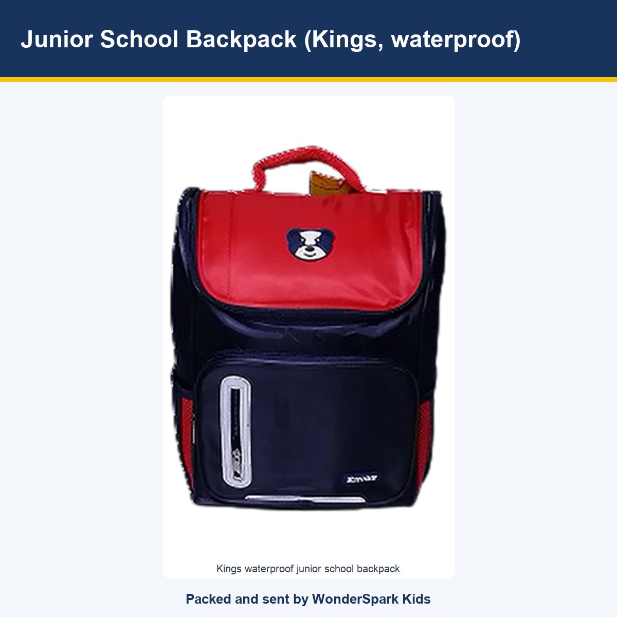 WonderSpark Kids Junior School Backpack (Kings, waterproof)