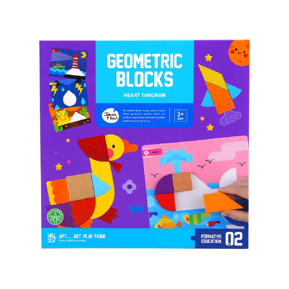Wooden Tangram Puzzle - Geometric Blocks with Activity Cards for Kids