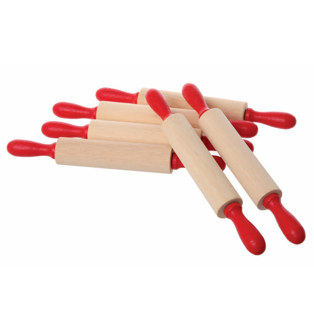 Wooden Rolling Pins - Play Dough Tools for Kids - 6pcs