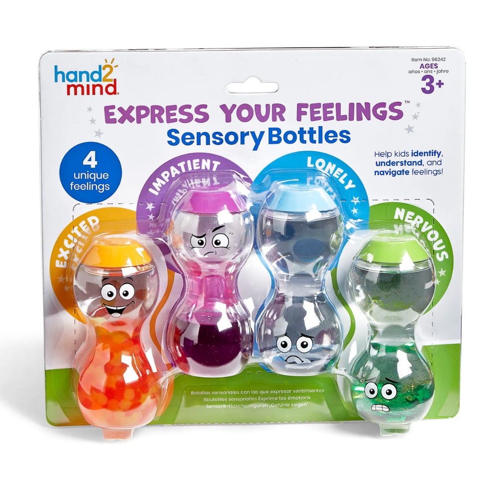 Hand2Mind - Express Your Feelings™ Sensory Bottles - Excited, Nervous, Lonely, and Impatient