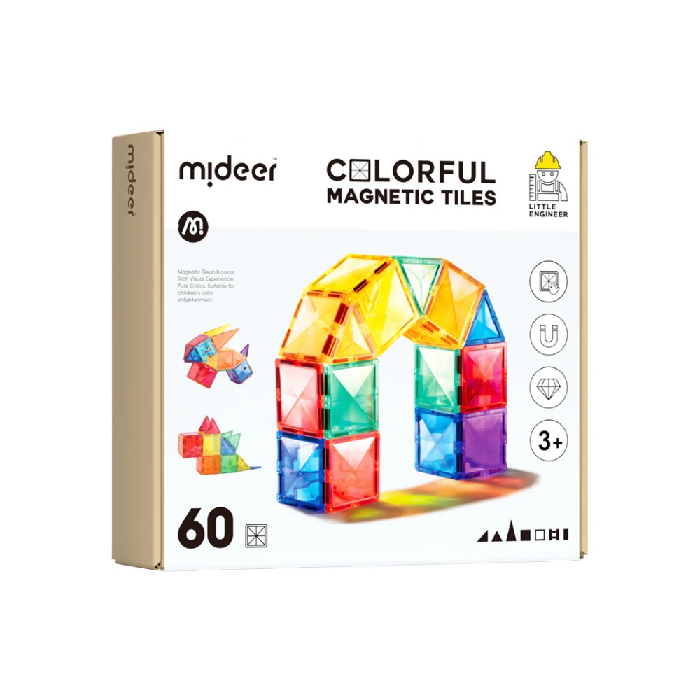 Colourful Magnetic Tiles Building Set - 60pcs