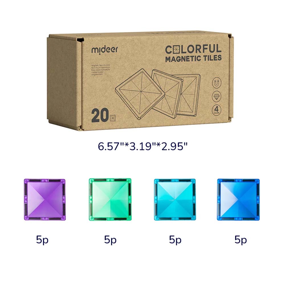 Colourful Magnetic Tiles Cold Colour - 20pcs