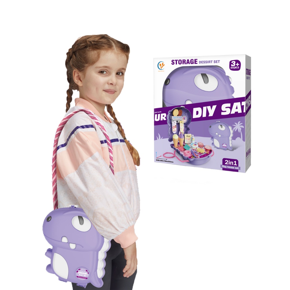 Pretend & Play 2-in-1 Dessert Food Set with Dinosaur Satchel - 21 Pieces