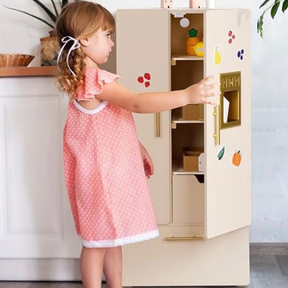 TookyToy - Pretend Play Wooden Fridge Toy Playset