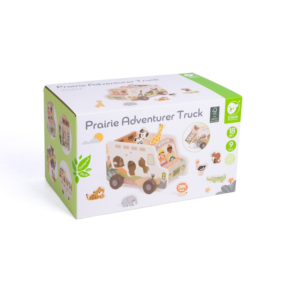 Safari Adventurer Wooden Shape Sorter and Play Truck