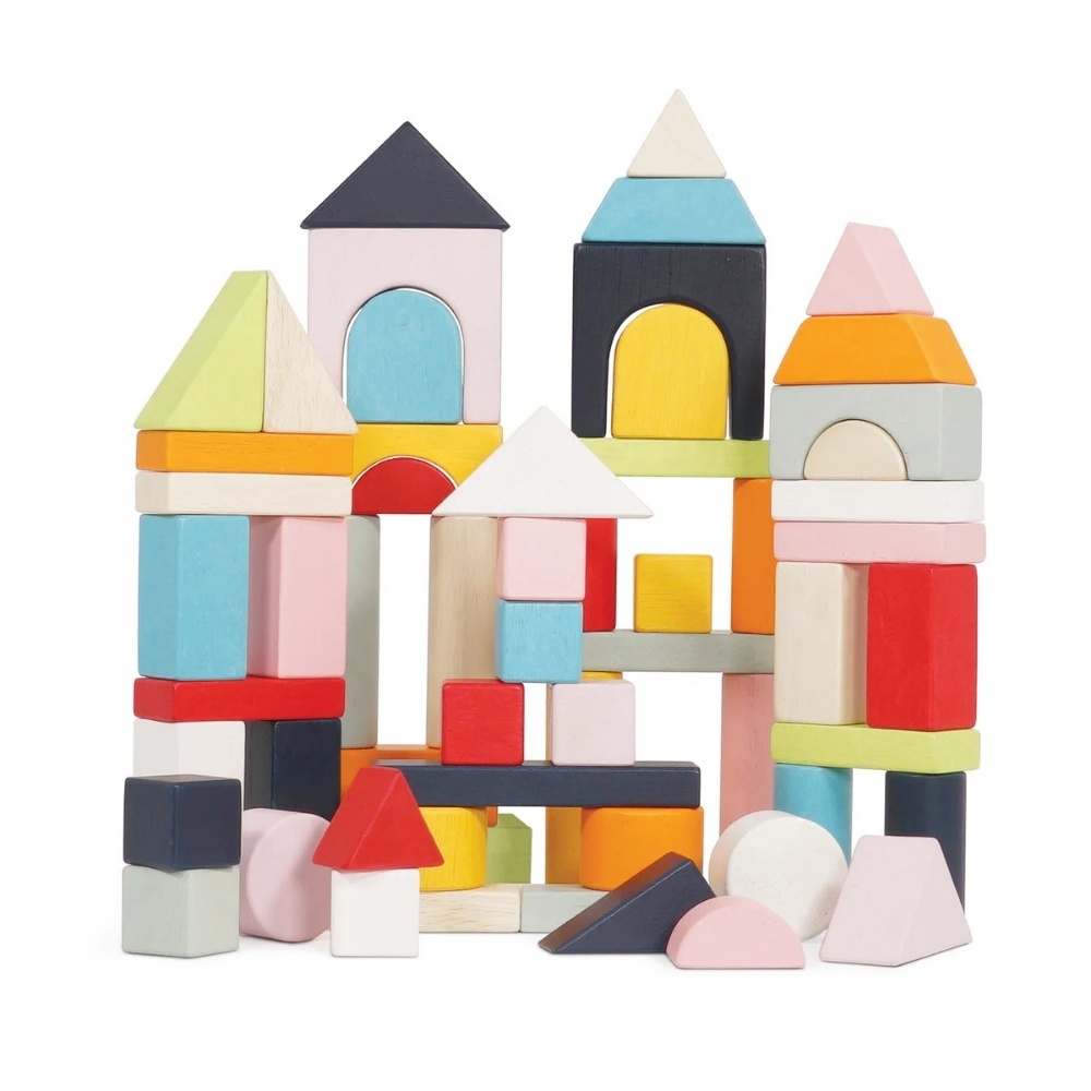 Colourful Wooden Building Blocks - 60pcs
