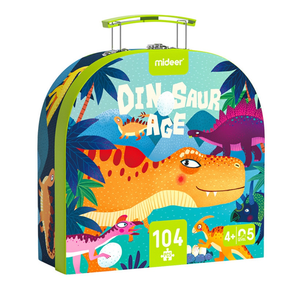 Gift Box Jigsaw Puzzle for Kids - Dinosaur Age - 104 Pieces
