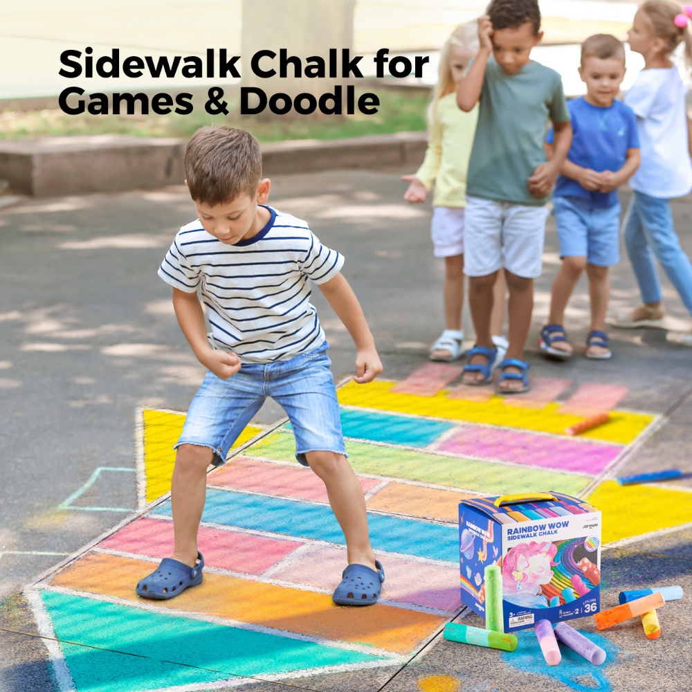 Jar Meló – Sidewalk Giant Chalk with Holders – 36 Rainbow Colours