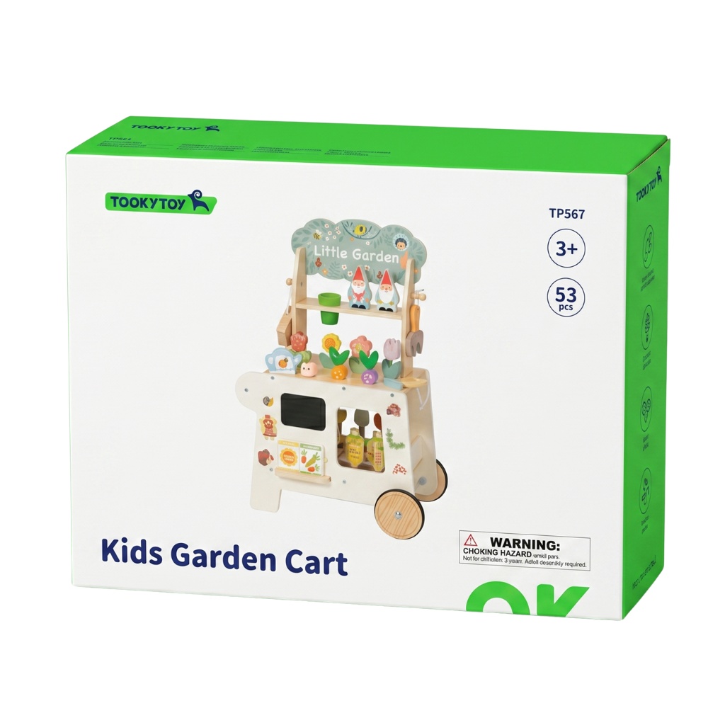 Pretend Play Wooden Gardening Cart Set – 53 Pieces