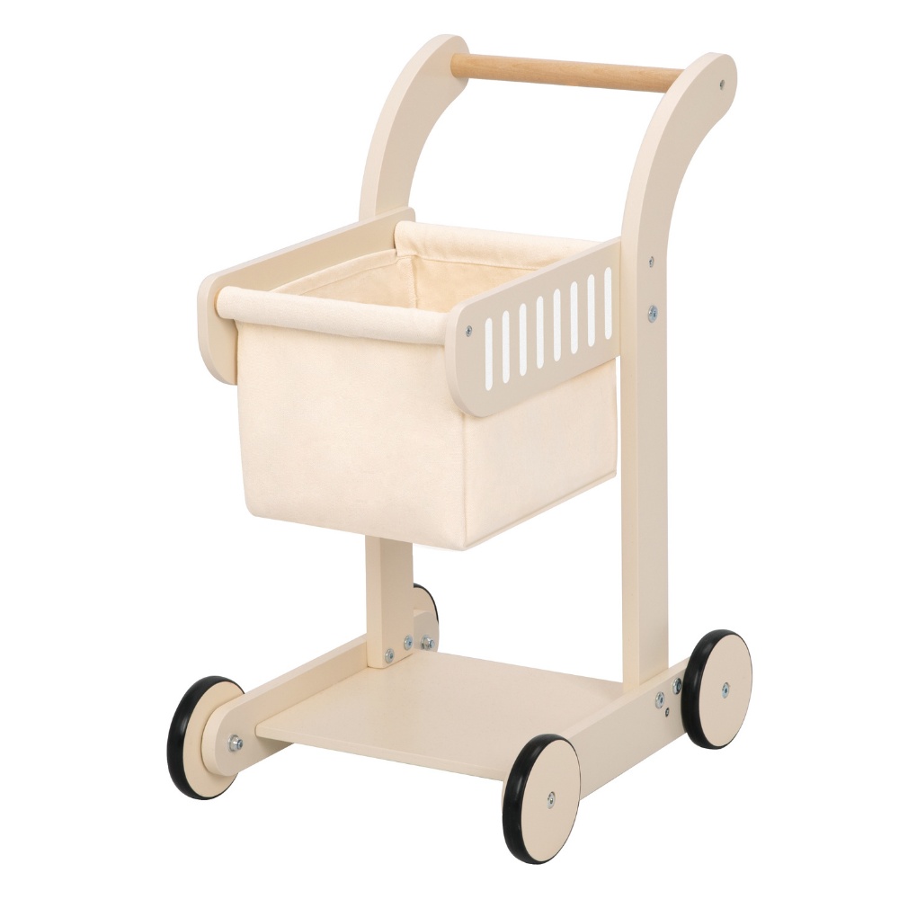 Pretend Play Wooden Baby Walker & Shopping Cart Toy Set