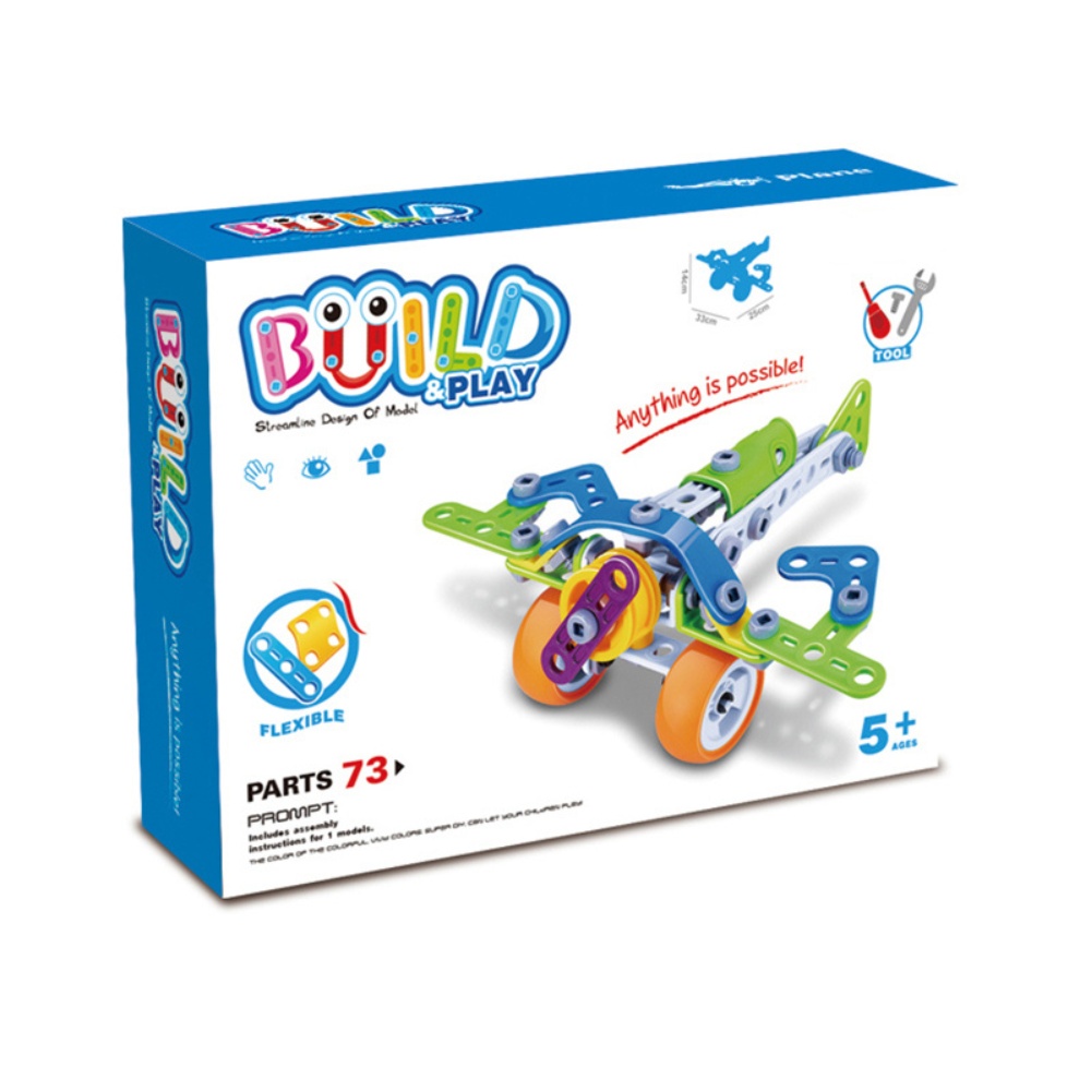 Build & Play - Plane Construction Set - 75 Pieces