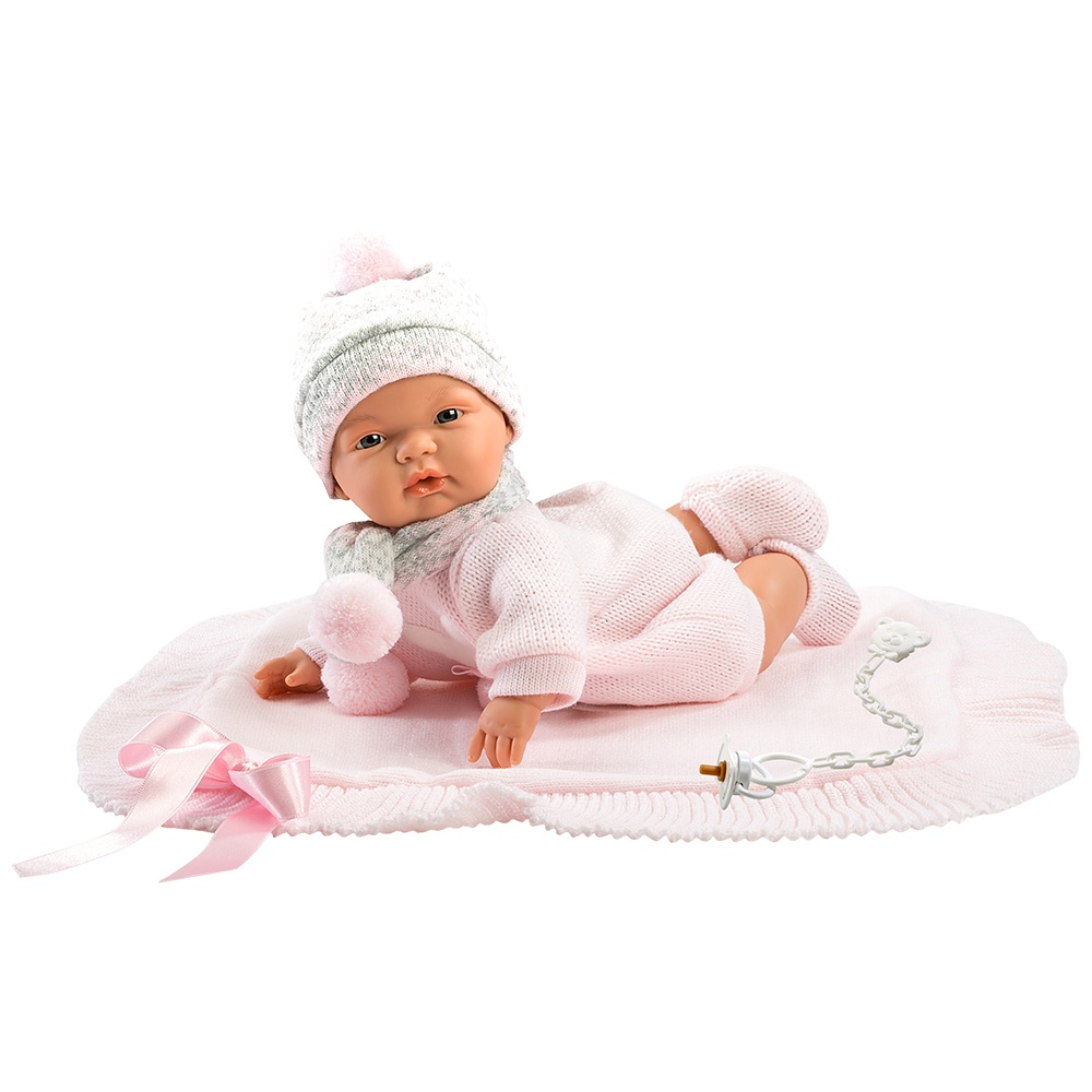 Baby Girl Doll with Crying Mechanism, Clothing & Blanket: Joelle - 38cm