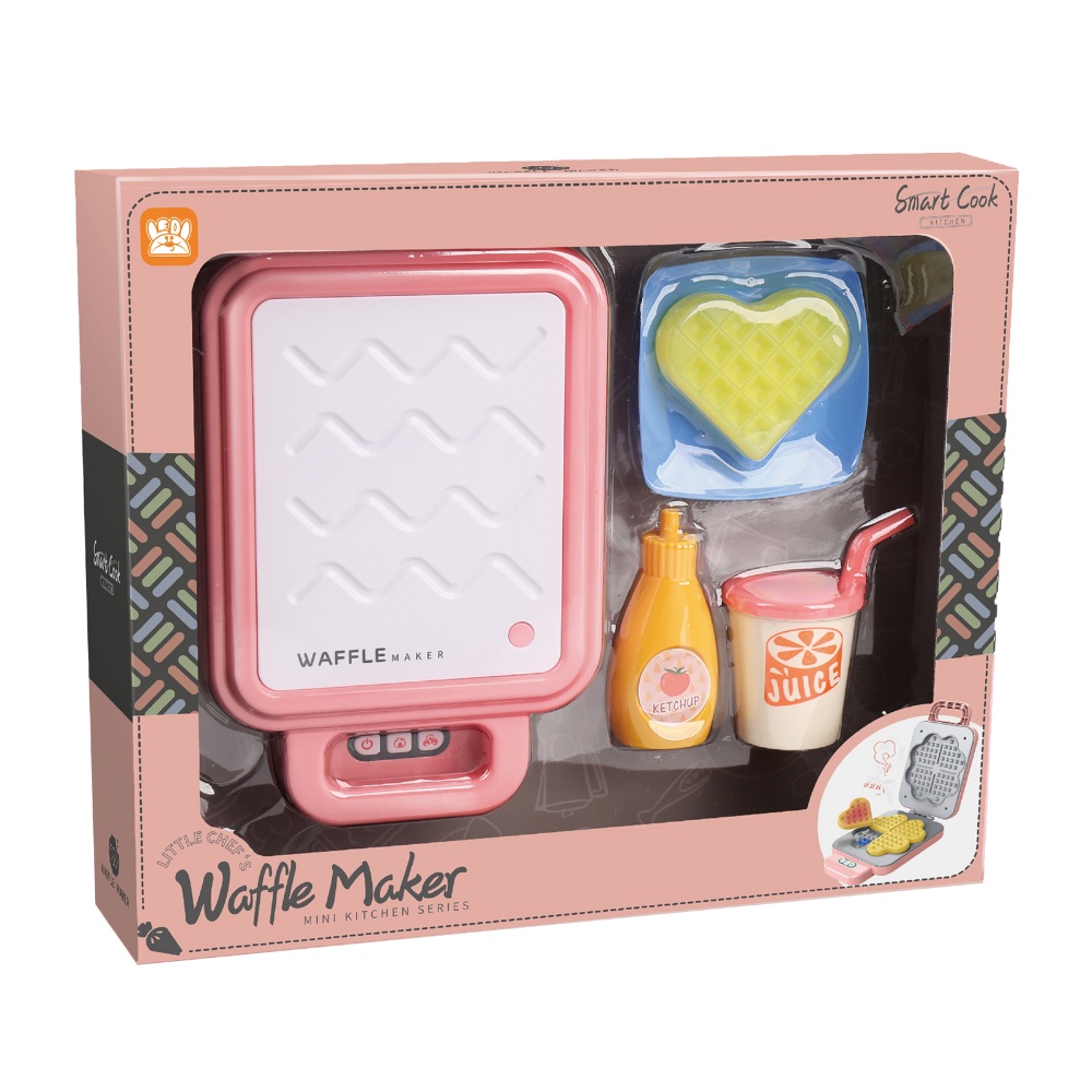 Pretend & Play Waffle Set with Lights, Sound & Colour Changing Food - Pink
