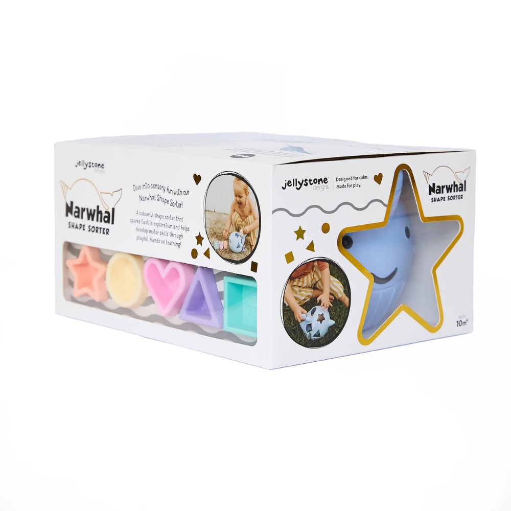 Narwhal Silicone Shape Sorter – Pastel