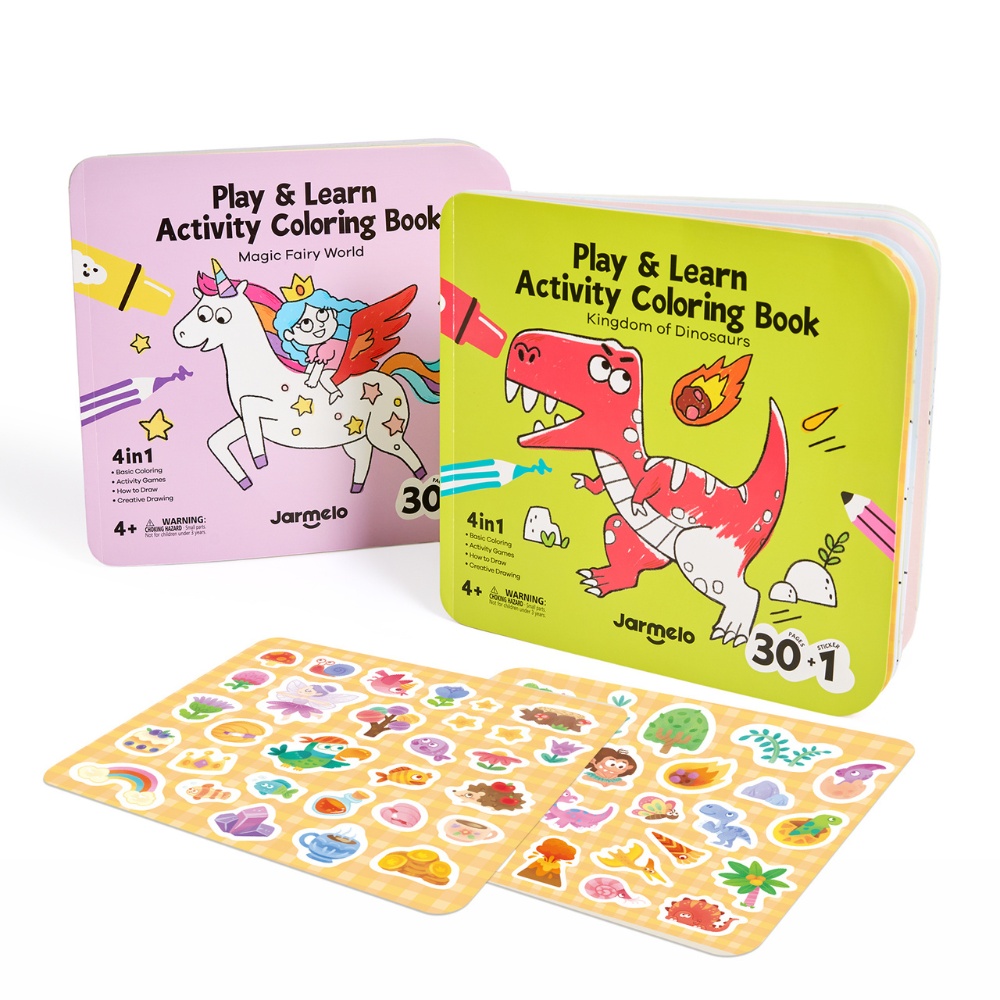 Play & Learn Colouring Book Set: Dinosaurs & Fairies - 2 Books 60 Pages
