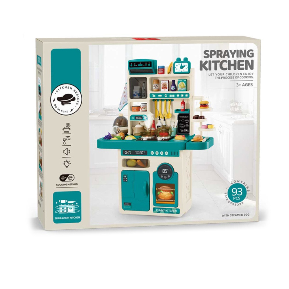 Pretend & Play Kitchen Set with Light & Sound Effects - Blue - 93 Pieces