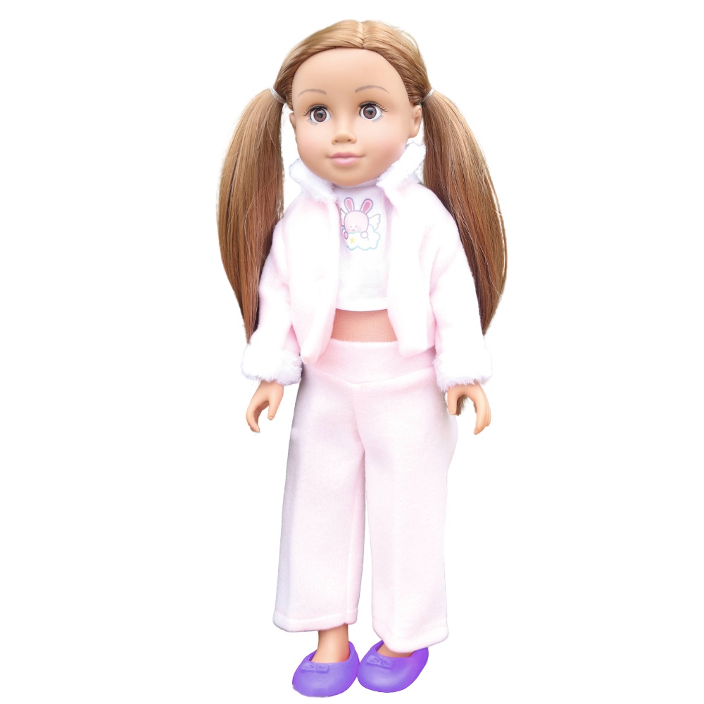 Fashion Doll - Brown Hair, Clothes & Ballerina Flats - 46cm-**
