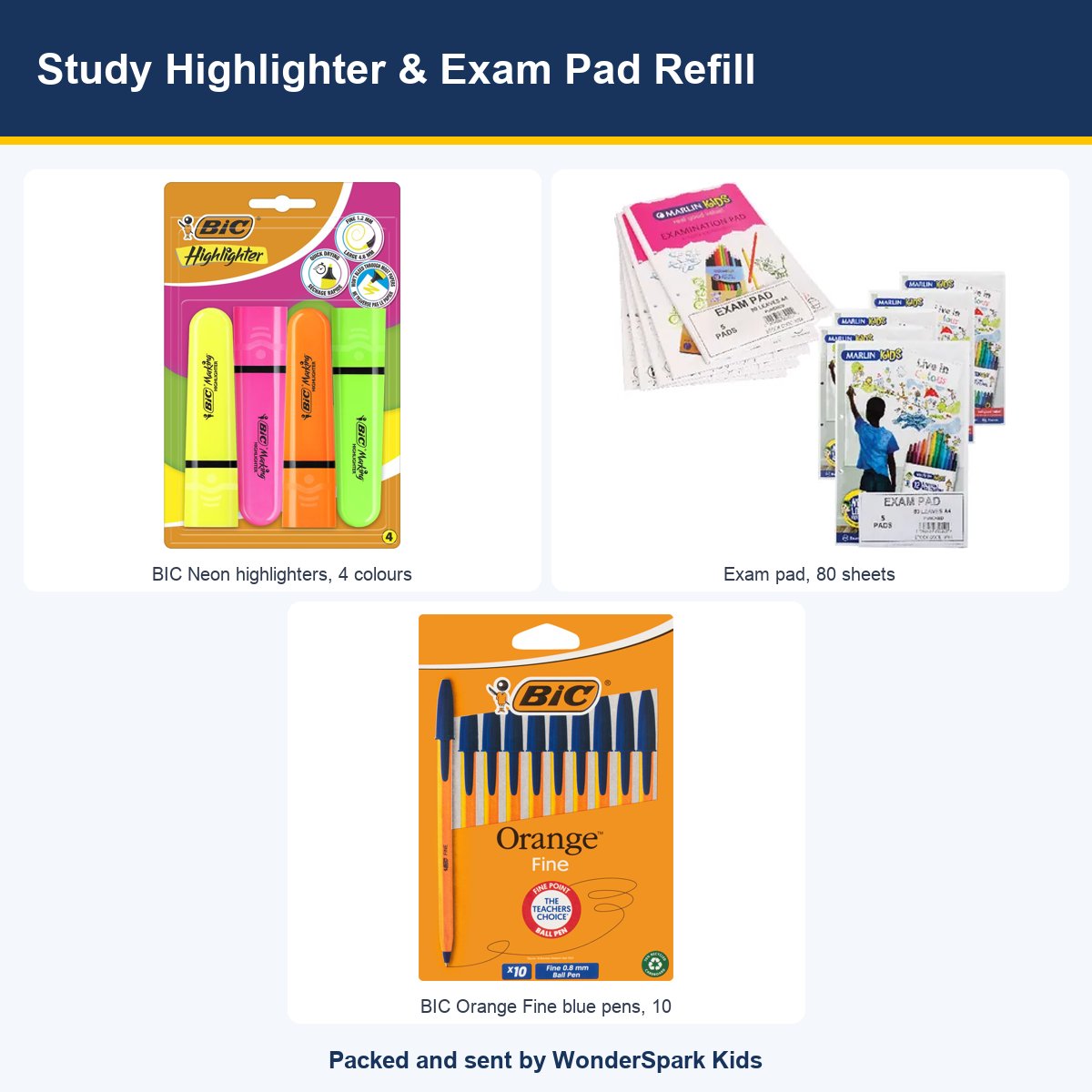 WonderSpark Kids Study Highlighter & Exam Pad Refill
