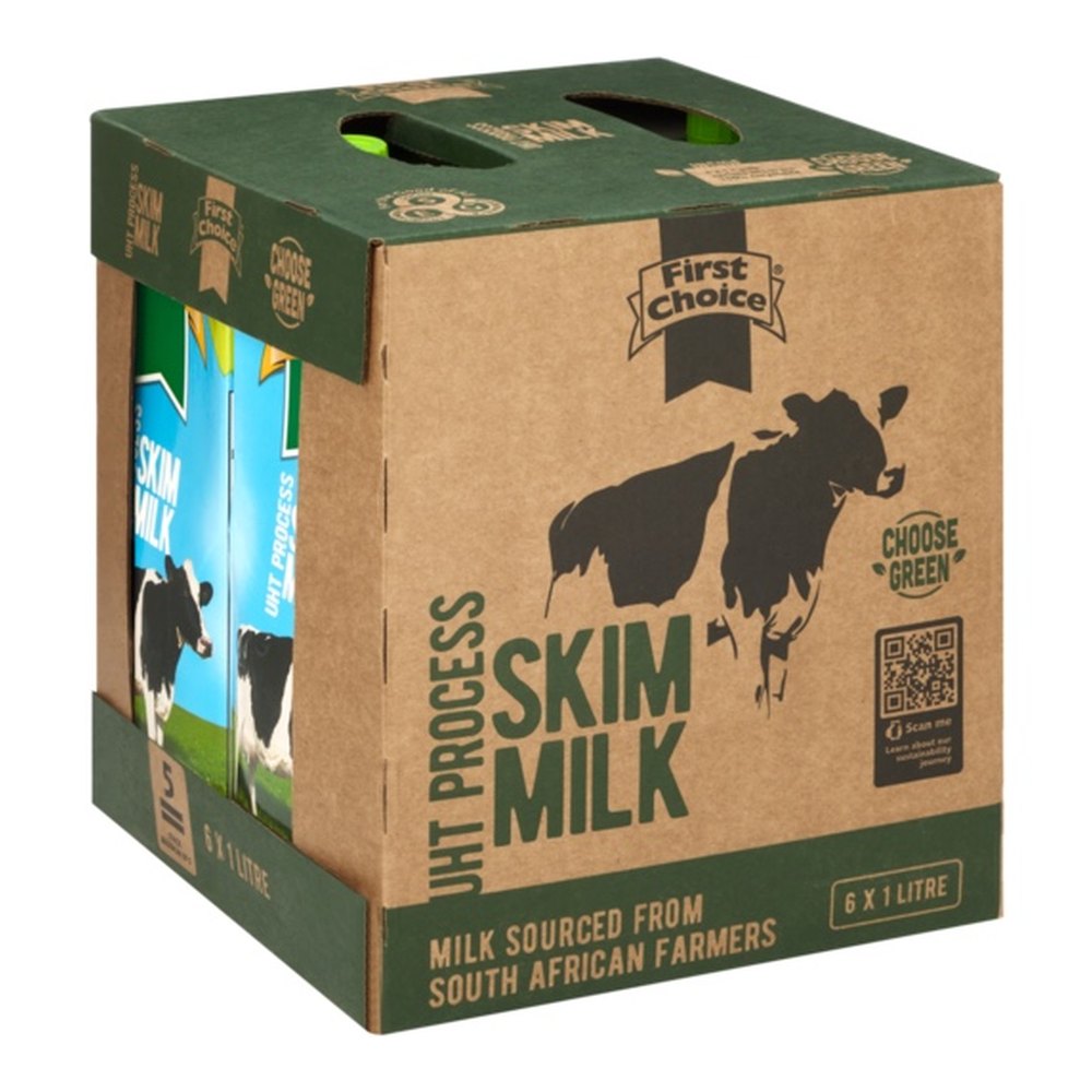First Choice Skim Long Life Milk - 6 x 1L