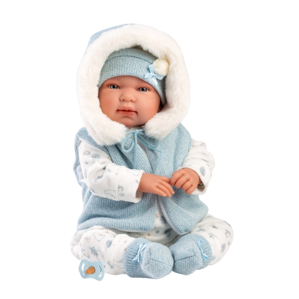 Newborn Baby Boy Doll with Crying Mechanism & Clothing: Tino - 44cm