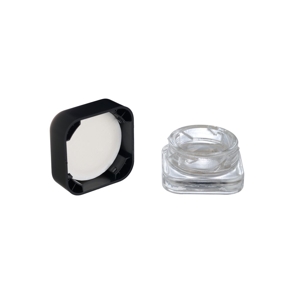 Unbranded Concentrate Jar 1g, Clear Base, Black Lid - 50 Jars