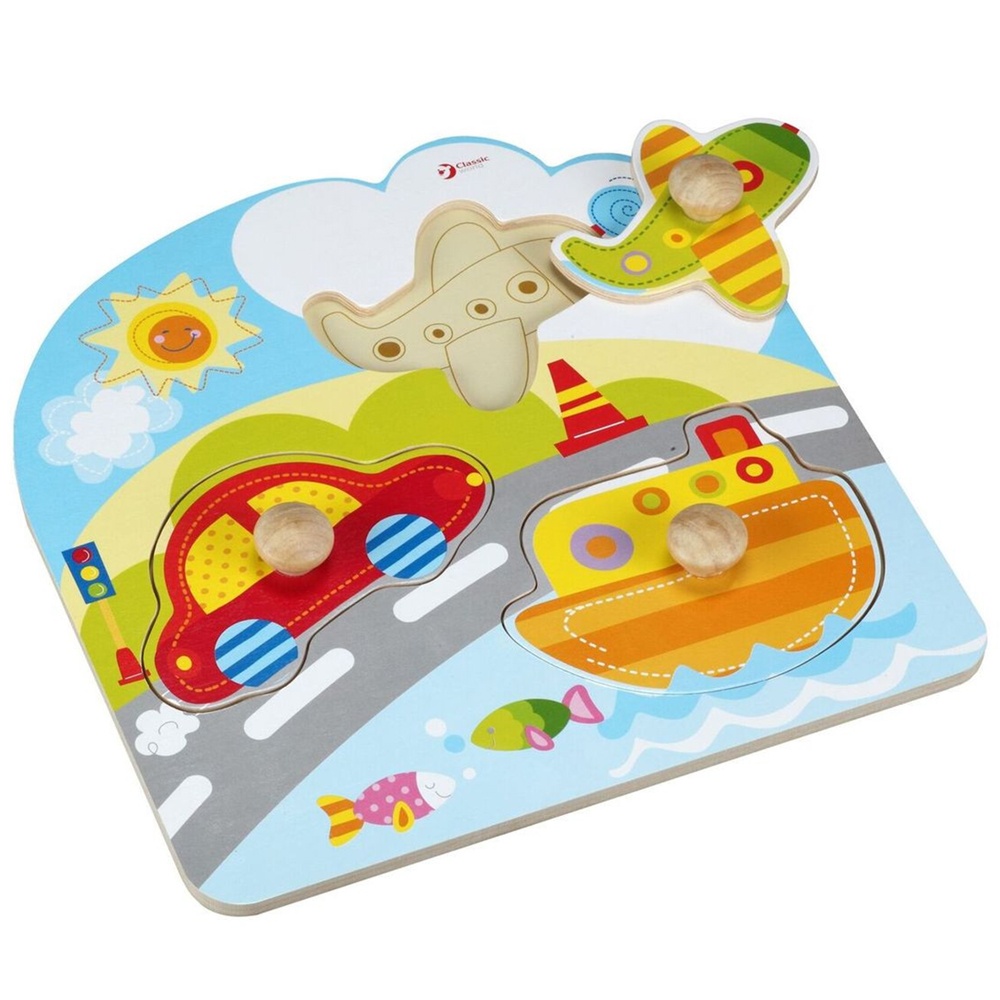 Classic World - Peg Puzzle - Transport - 3pcs