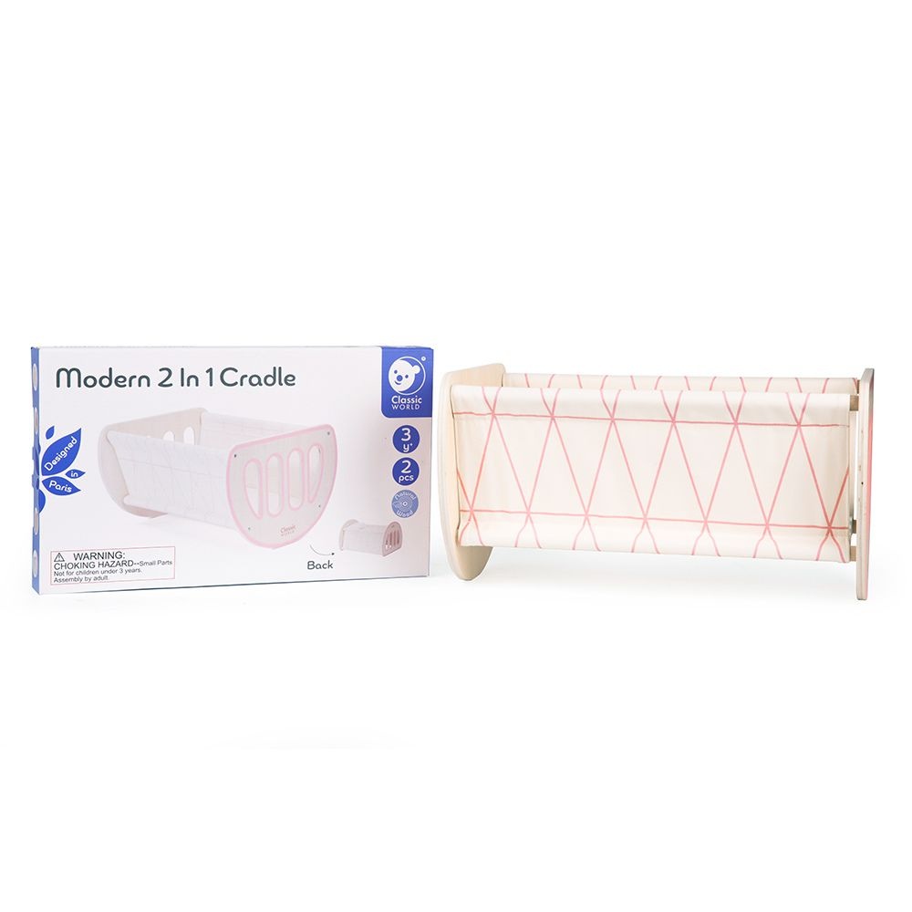 Pretend & Play - 2-in-1 Modern Doll Cradle & Bed
