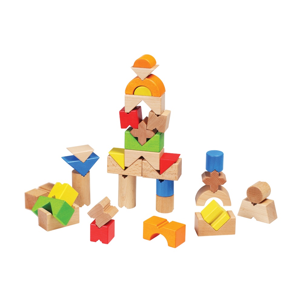 Gogo - Wooden Coloured Building Blocks Set for Kids - 36 Pieces