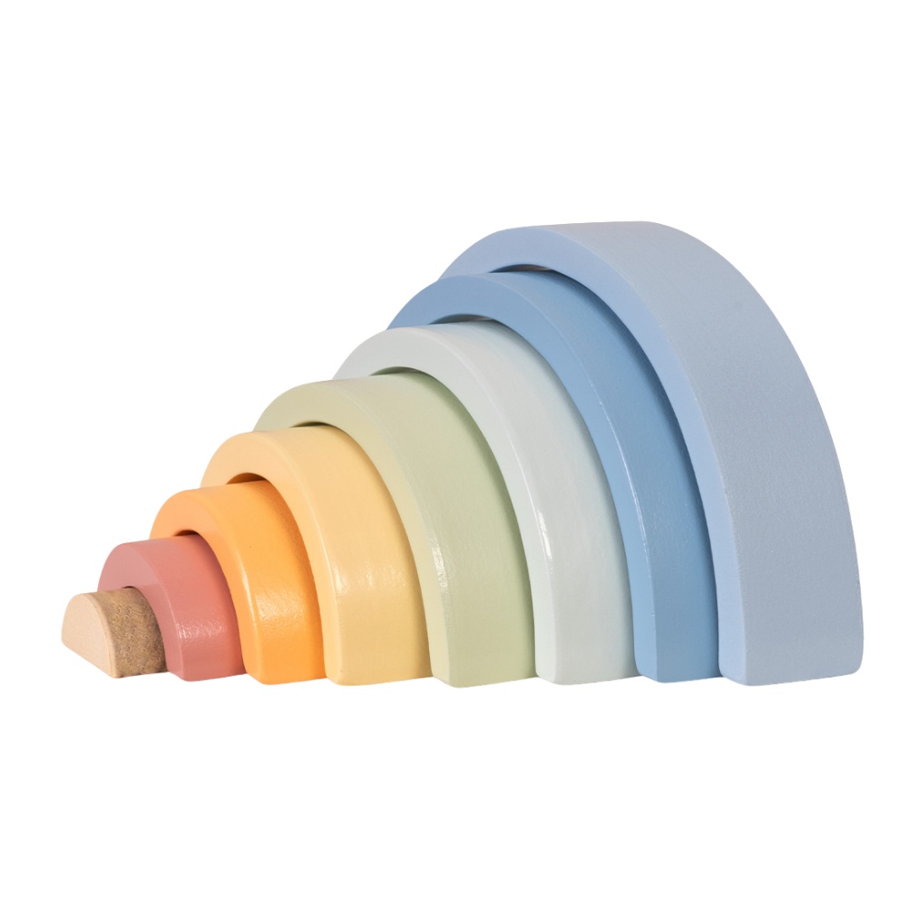 Pastel Rainbow Stacker - Wooden Ring Fine Motor Stacking Toy