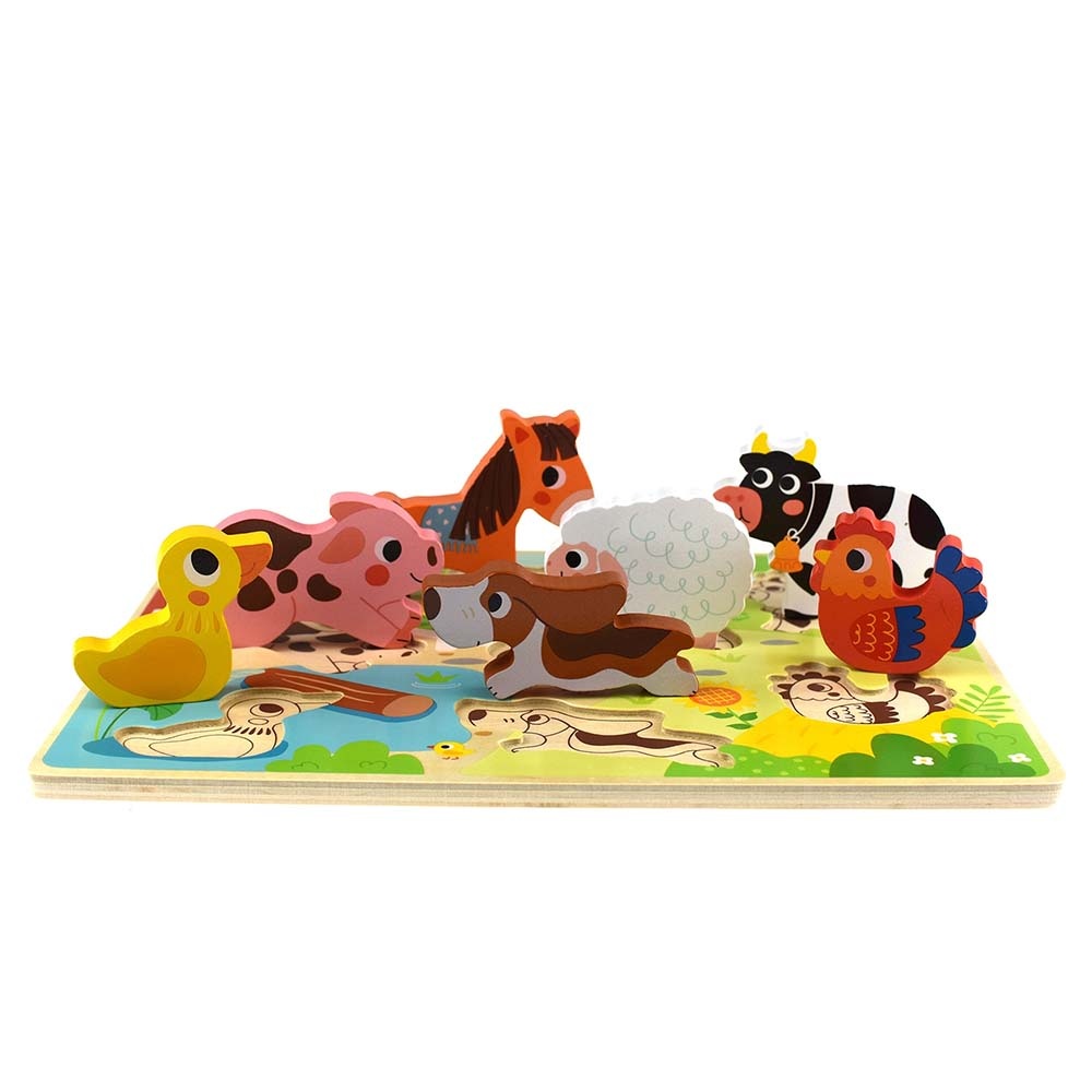 Wooden Chunky Farm Animasl Puzzle