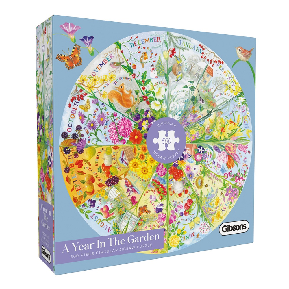 Gibsons - A Year in the Garden - 500 Piece Circular Jigsaw Puzzle