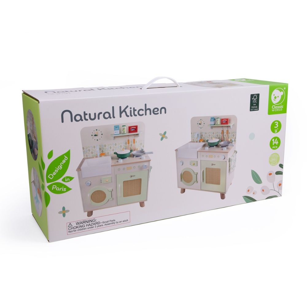 Pretend & Play - Wooden Natural Kitchen - 16pcs