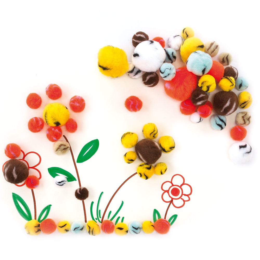PomPoms Striped 100pc