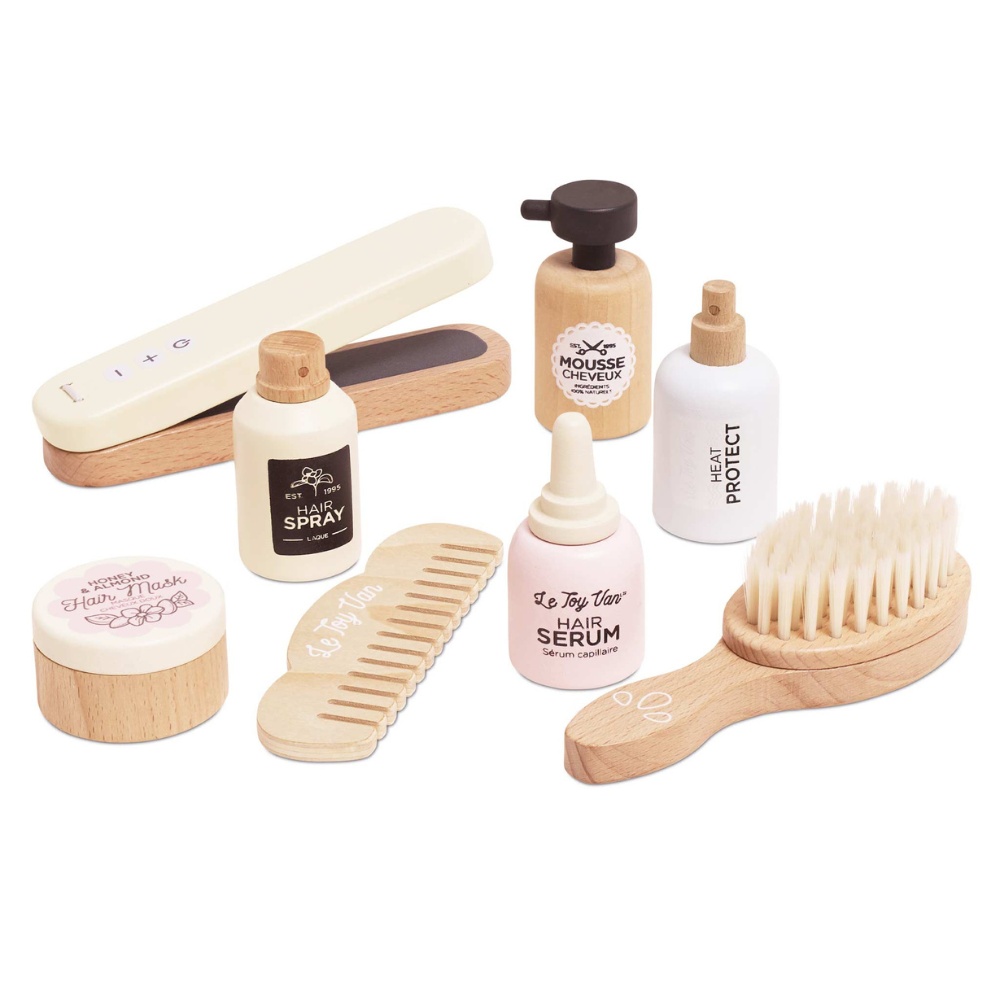 Wooden Hair Care & Straighteners Set - 8pcs