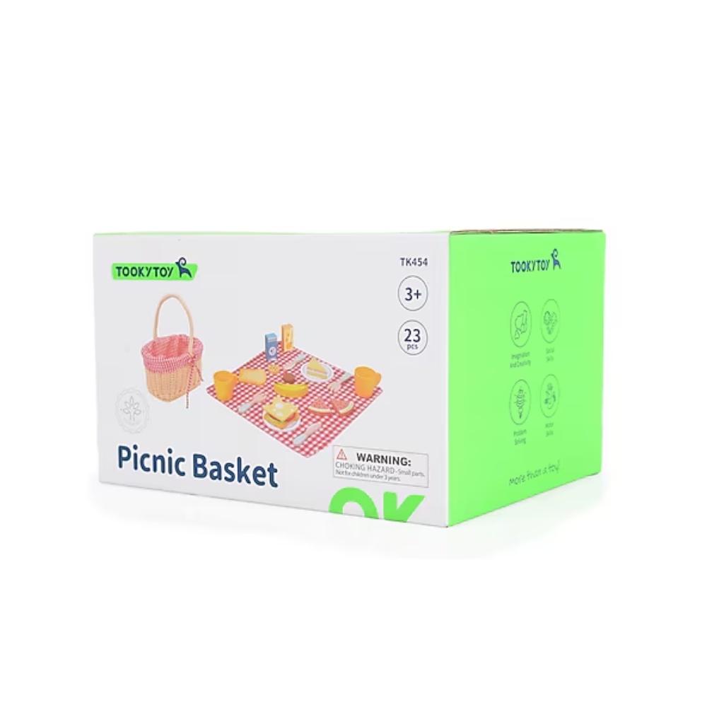 Pretend Play Wooden Picnic Basket Toy Set