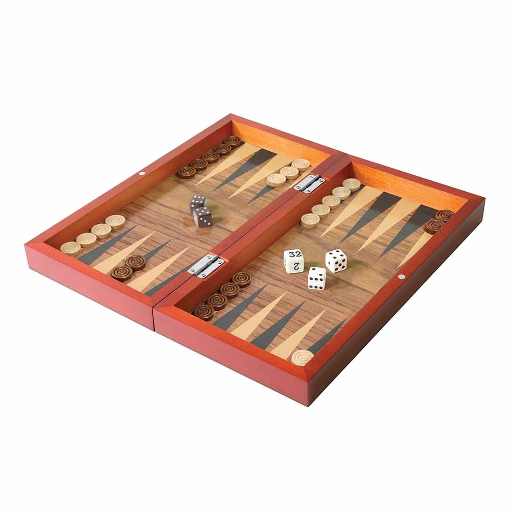 Ambassador - Folding Wooden Chess, Checkers, & Backgammon Set