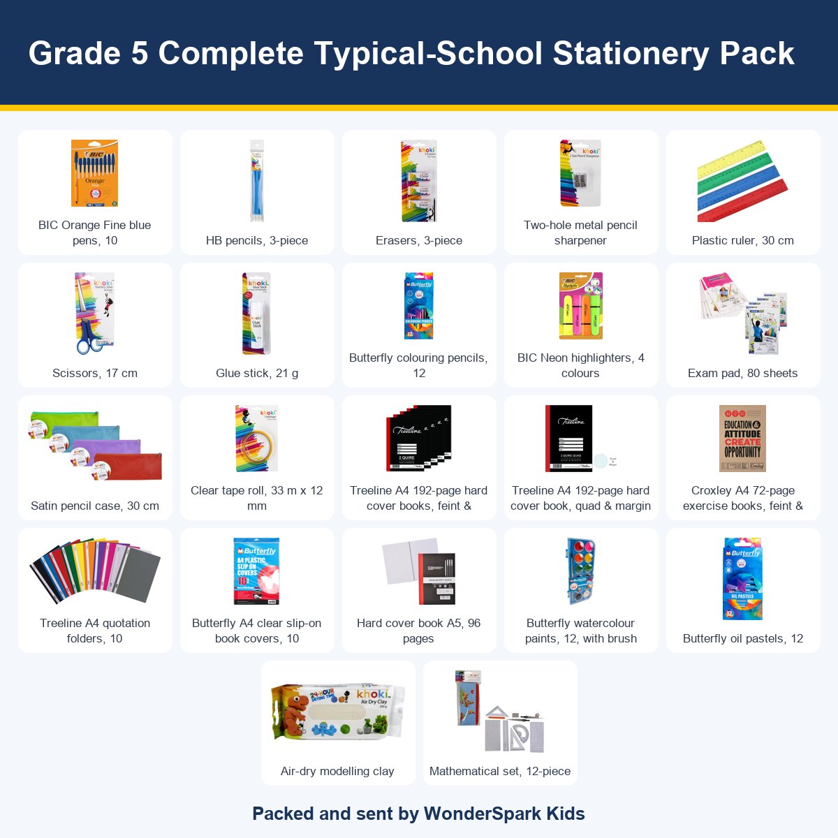 WonderSpark Kids Grade 5 Complete Typical-School Stationery Pack