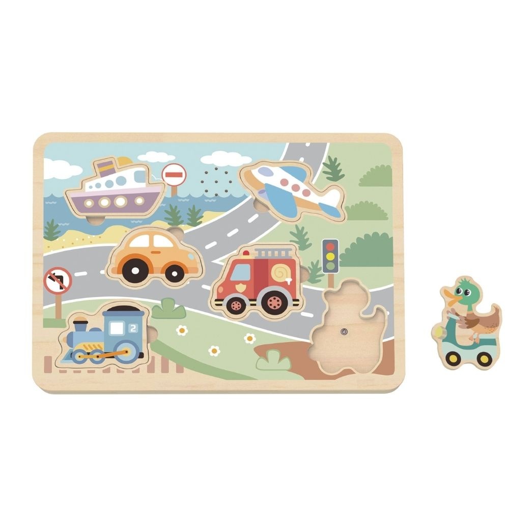 Wooden Sound Puzzle - Vehicles - 7 Pieces