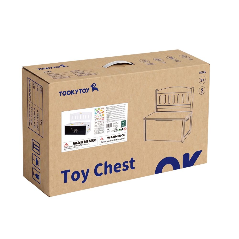 Wooden Toy Chest with Flip-Down Bench Seat