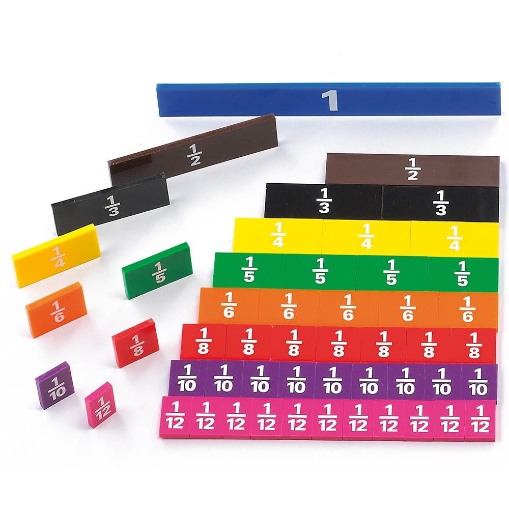 Fraction Tiles - 1 to 12th - Printed - 51pcs